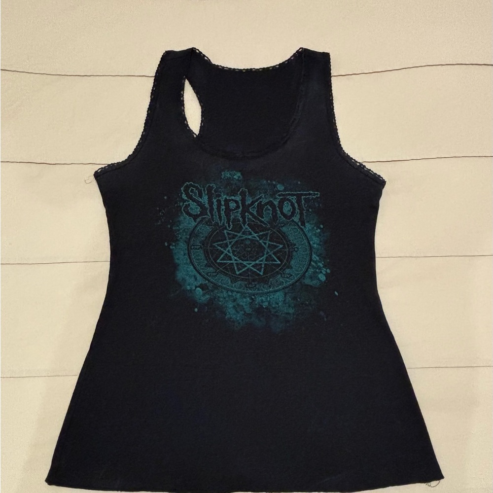 Women’s Vintage Slipknot Teal Graphic Racerback Tank Top